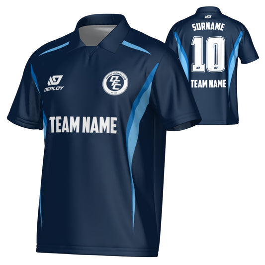 Arc Collared Jersey - Navy & Sky Blue