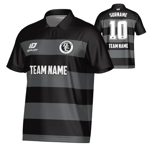 Hoops Collared Jersey - Black
