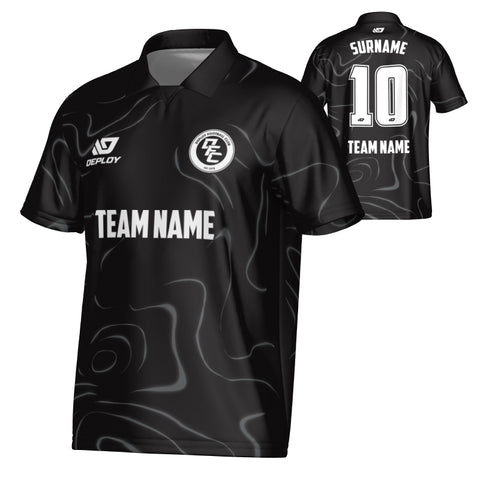 Marble Collared Jersey - Black