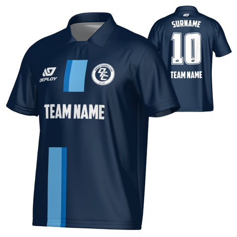 Block Collared Jersey - Navy & Sky Blue