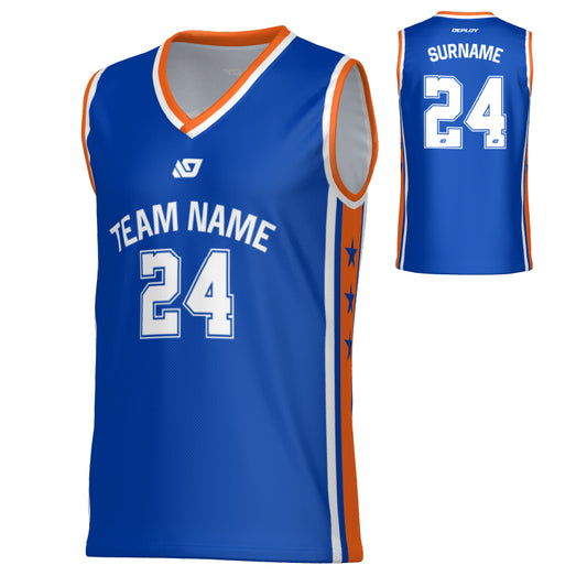 Stars Basketball Jersey - Blue & Orange