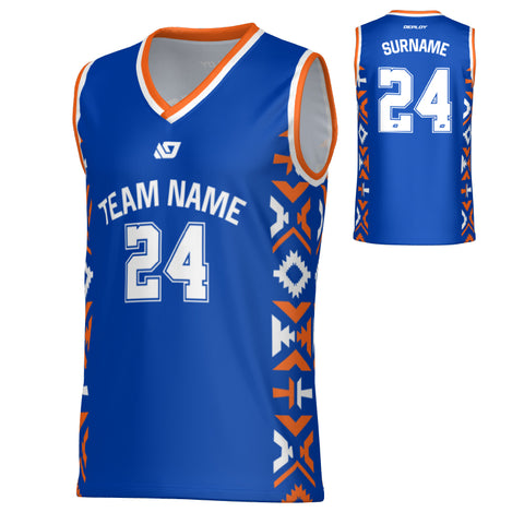Tribal Basketball Jersey - Blue & Orange