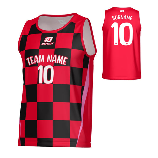 Checker Sports Singlet - Red