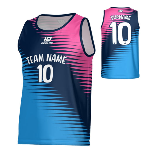 Comb Sports Singlet - Navy & Pink