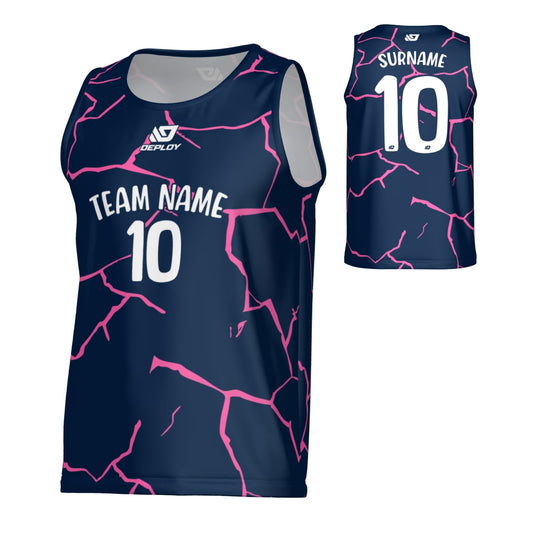 Cracks Sports Singlet - Navy & Pink