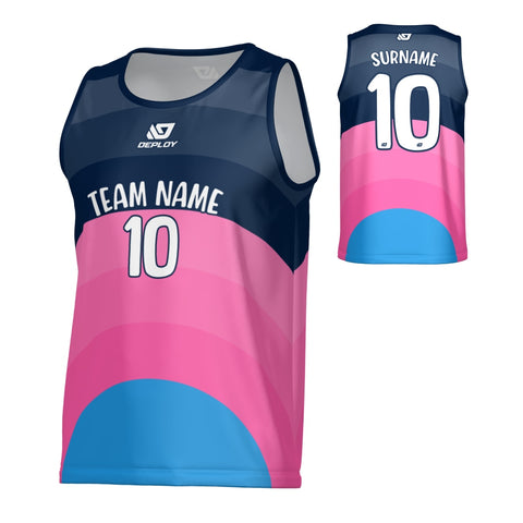 Curve Sports Singlet - Navy & Pink