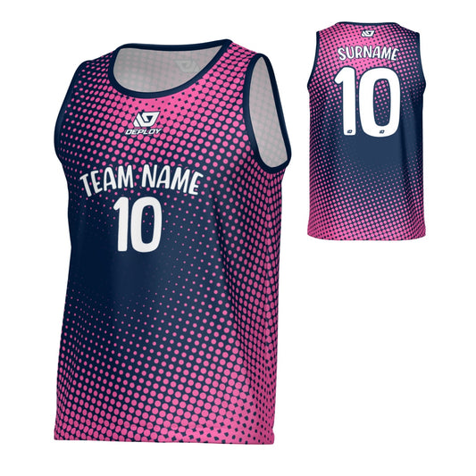 Dots Sports Singlet - Navy & Pink
