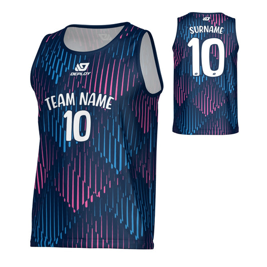 Drips Sports Singlet - Navy & Pink