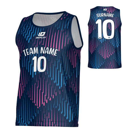 Drips Sports Singlet - Navy & Pink