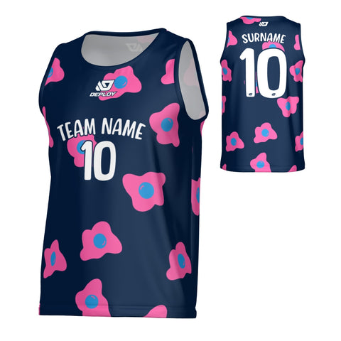Egg Sports Singlet - Navy & Pink