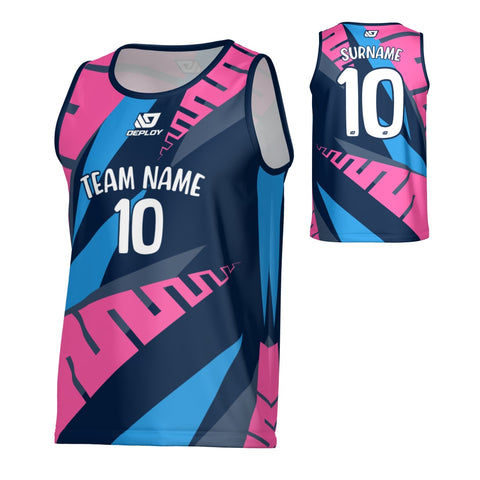 Fern Sports Singlet - Navy & Pink