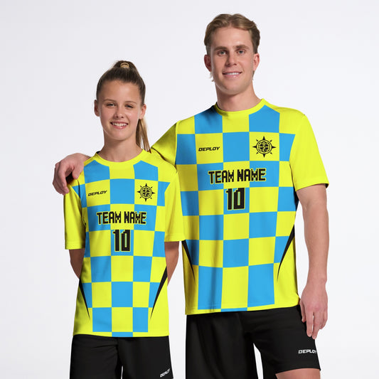 Flight Jersey Checkers - Neon Yellow - Deploy Football - Australia's Best Footballs & Soccer Balls