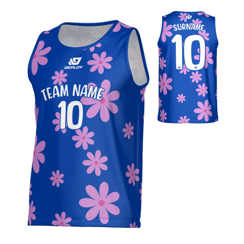 Flower Sports Singlet - Royal Blue