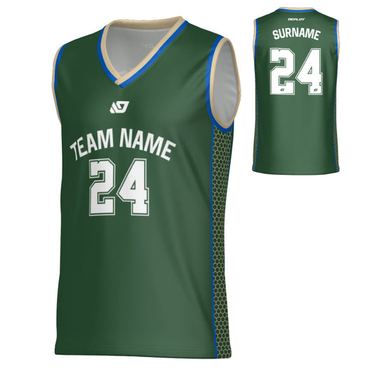 Carbon Basketball Jersey - Green & Cream