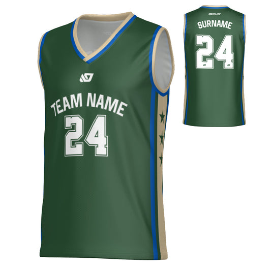 Stars Basketball Jersey - Green & Cream