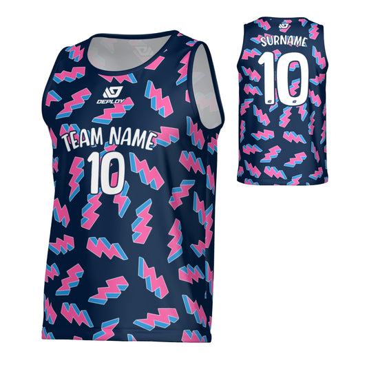 Lightning Sports Singlet - Navy & Pink