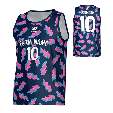 Lightning Sports Singlet - Navy & Pink
