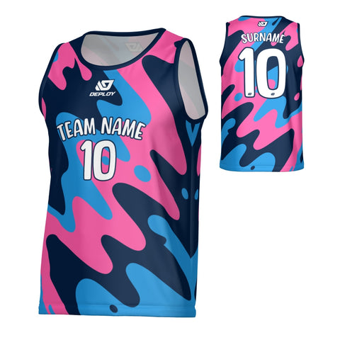 Liquid Sports Singlet - Navy & Pink