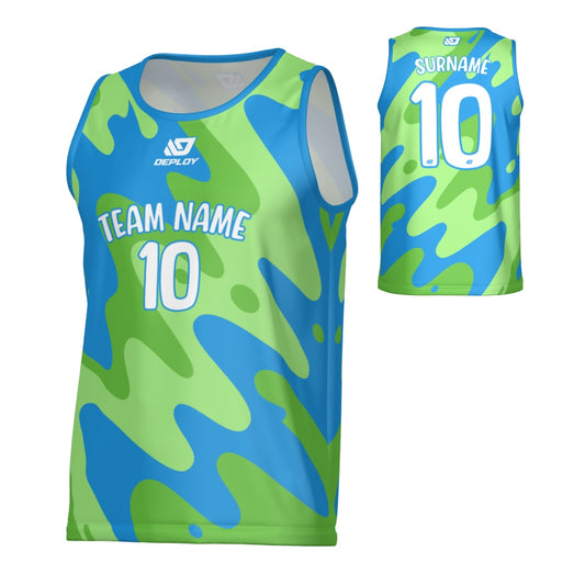 Liquid Sports Singlet - Blue & Neon Green