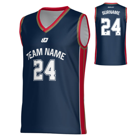 Channel Basketball Jersey - Navy & Red