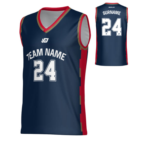 Pixel Basketball Jersey - Navy & Red