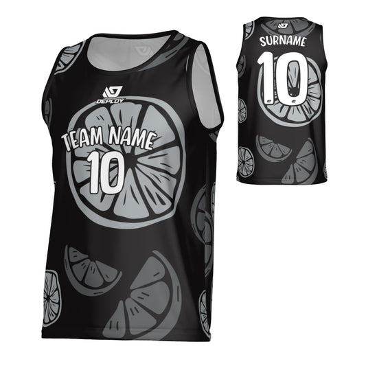 Orange Sports Singlet - Black