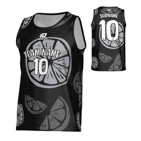 Orange Sports Singlet - Black