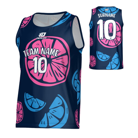 Oranges Sports Singlet - Navy & Pink