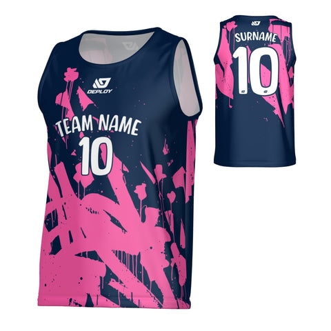Paint Sports Singlet - Navy & Pink