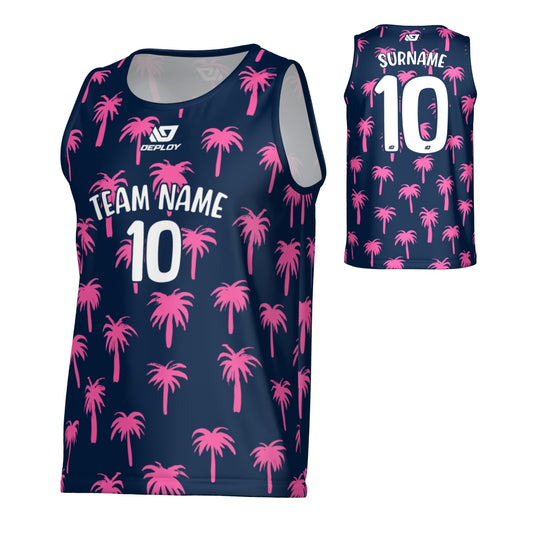 Palms Sports Singlet - Navy & Pink