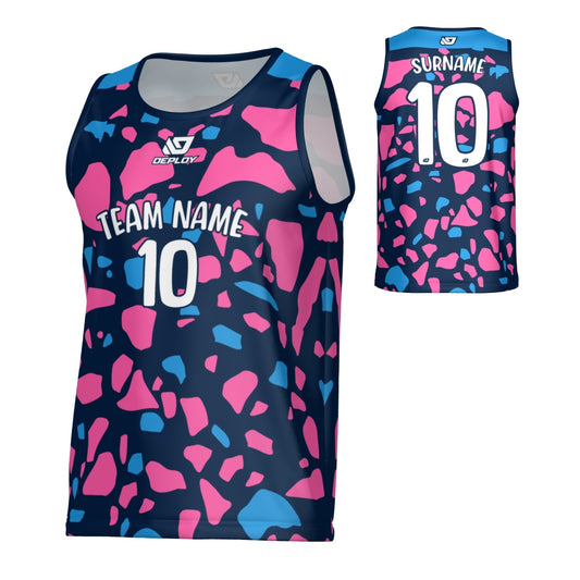 Pebbles Sports Singlet - Navy & Pink