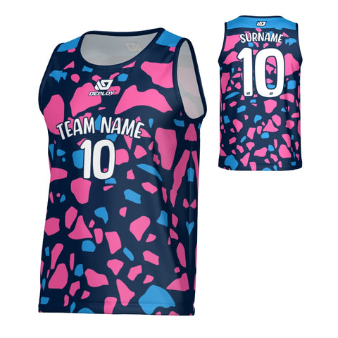Pebbles Sports Singlet - Navy & Pink