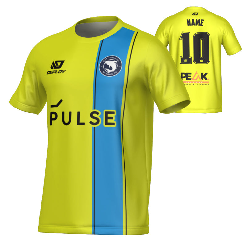 SUTHERLAND SHARKS SUMMER - EDGE - NEON YELLOW & SKY BLUE