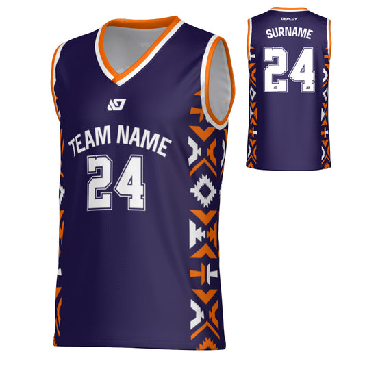 Tribal Basketball Jersey - Purple & Orange