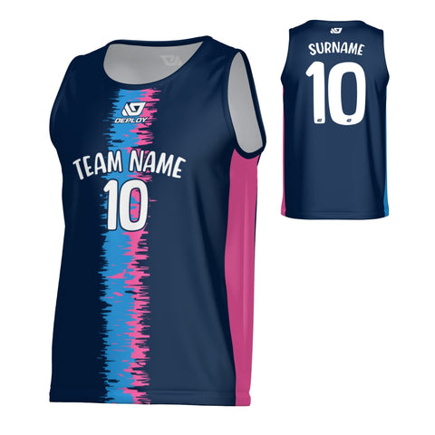 Quake Sports Singlet - Navy & Pink