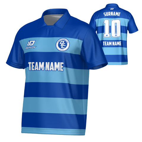 Hoops Collared Jersey - Royal Blue & Sky Blue