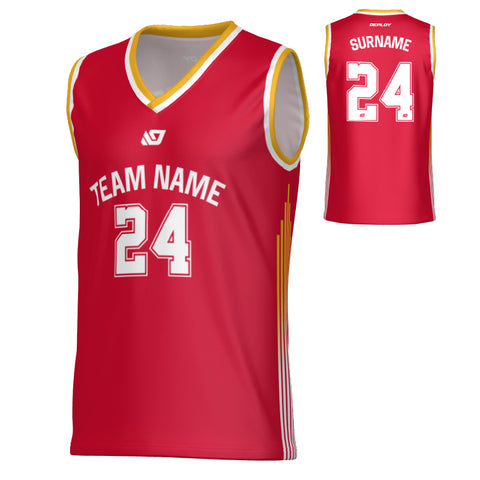 NYC Basketball Jersey - Red & Yellow
