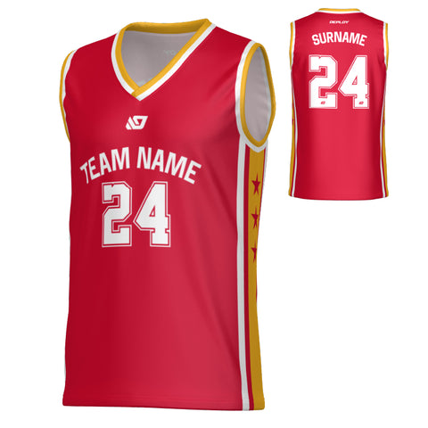 Stars Basketball Jersey - Red & Yellow