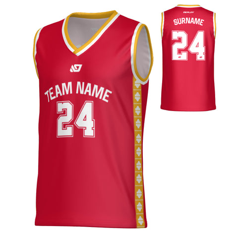 Tile Basketball Jersey - Red & Yellow