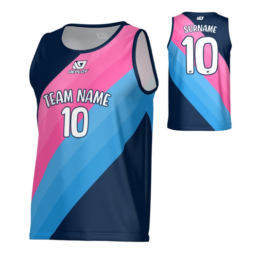 Sash Sports Singlet - Navy & Pink