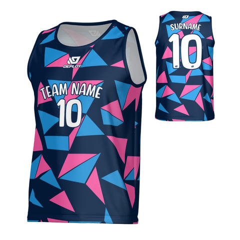 Shards Sports Singlet - Navy & Pink