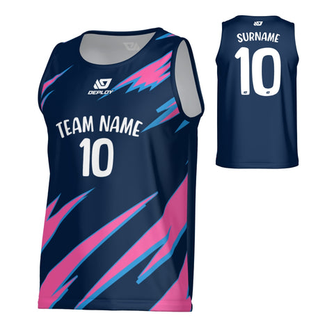 Sharp Sports Singlet - Navy & Pink