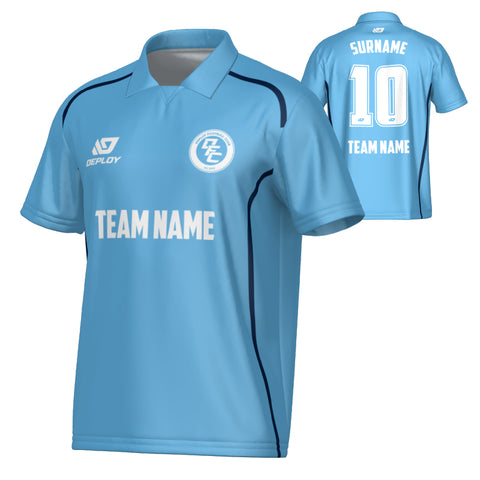 Contour Collared Jersey - Sky Blue & Navy