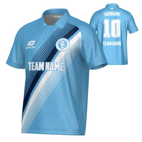 Velocity Collared Jersey - Sky Blue & Navy