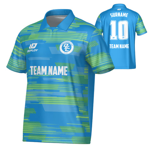 Glitched Collared Jersey - Blue & Neon Green