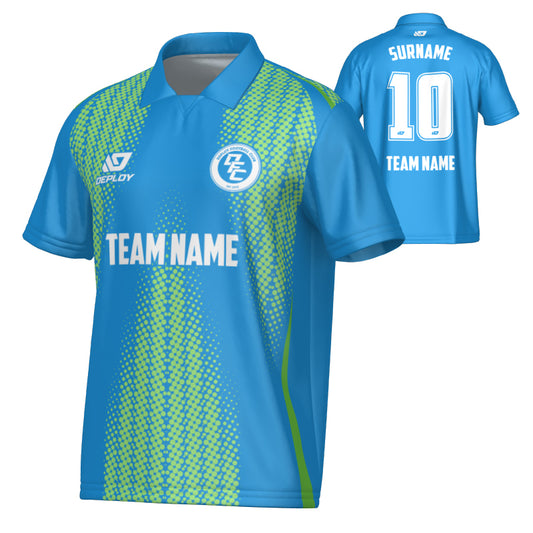 Half Tone Collared Jersey - Blue & Neon Green