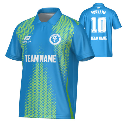 Half Tone Collared Jersey - Blue & Neon Green