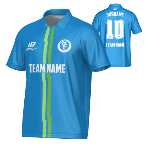 Lightning Collared Jersey - Blue & Neon Green