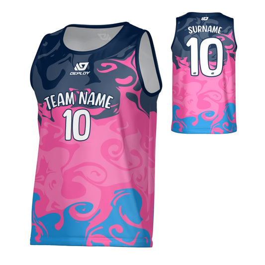 Smoke Sports Singlet - Navy & Pink