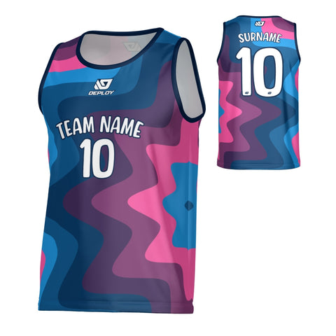 Splat Sports Singlet - Navy & Pink